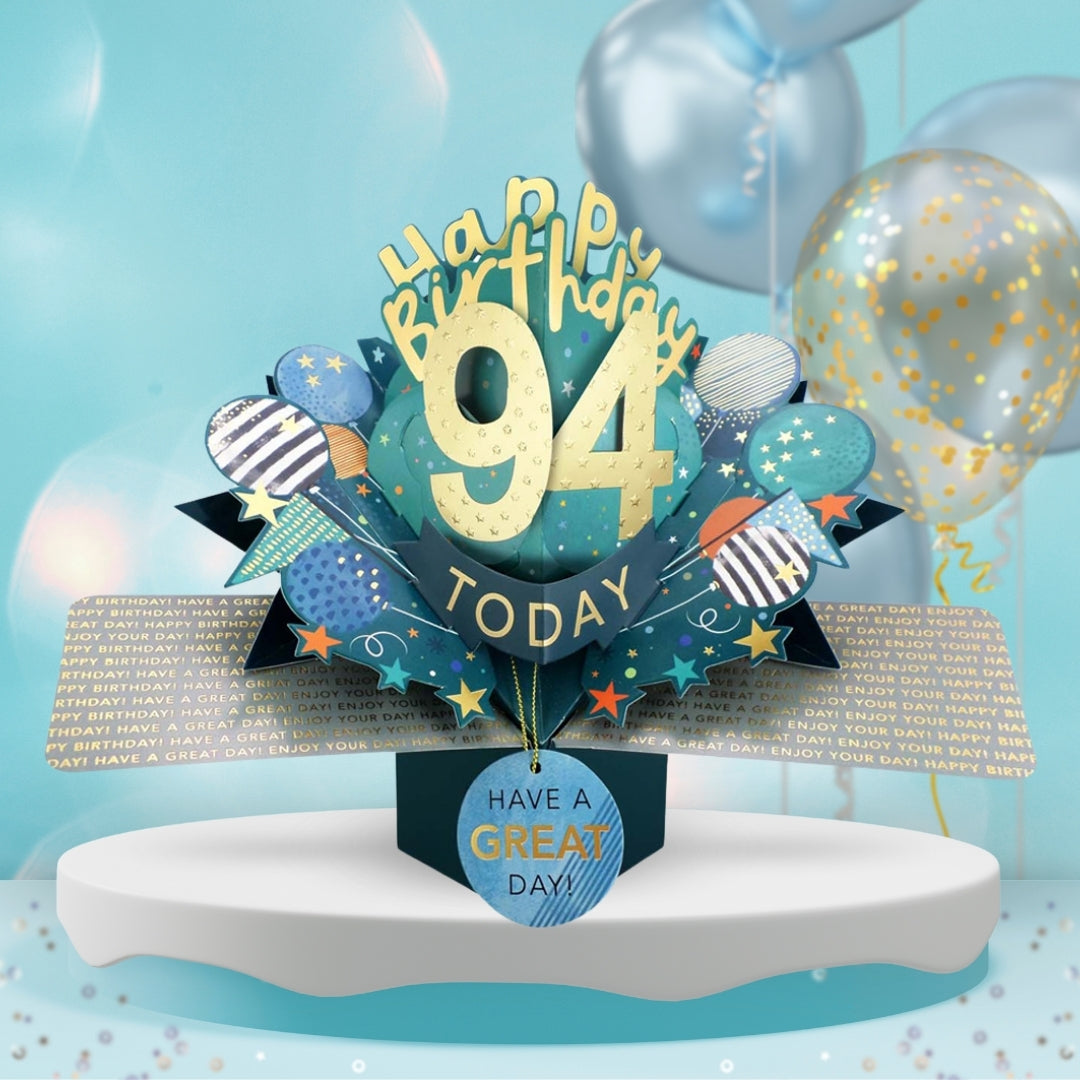 94th Birthday Pop Up Card & Floating Balloon In A Box Surprise Gift