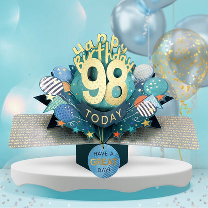 98th Birthday Pop Up Card & Floating Balloon In A Box Surprise Gift