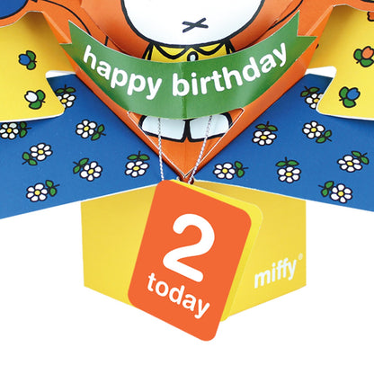 Miffy 3D Pop Up 2nd Birthday Card Cute Licensed Character Keepsake 2 Today Card