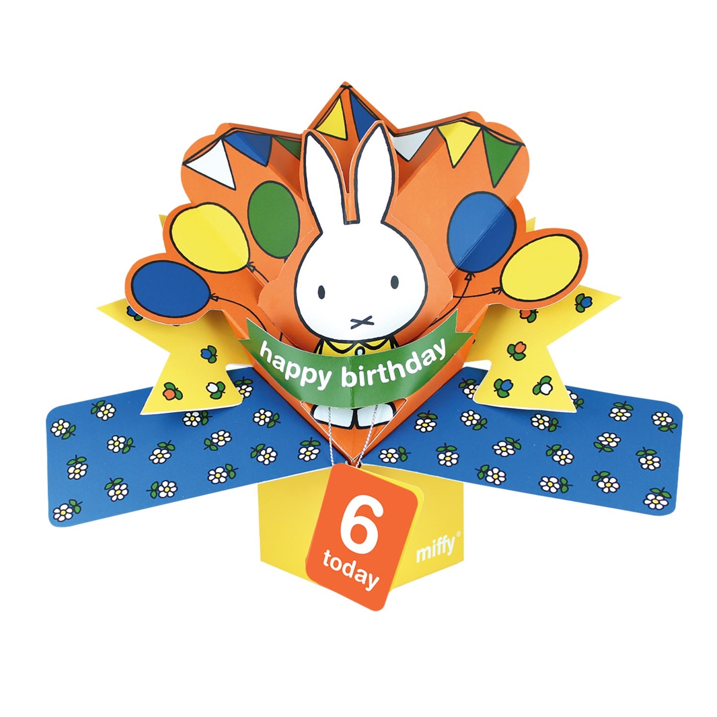 Miffy 3D Pop Up 6th Birthday Card Cute Licensed Character Keepsake 6 Today Card