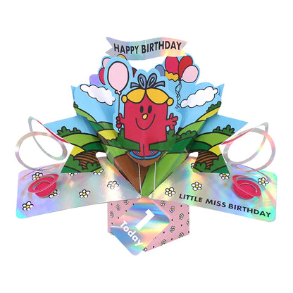 Mr. Men Little Miss Birthday 1 Today 3D Pop Up Card Licensed 1st Birthday Card