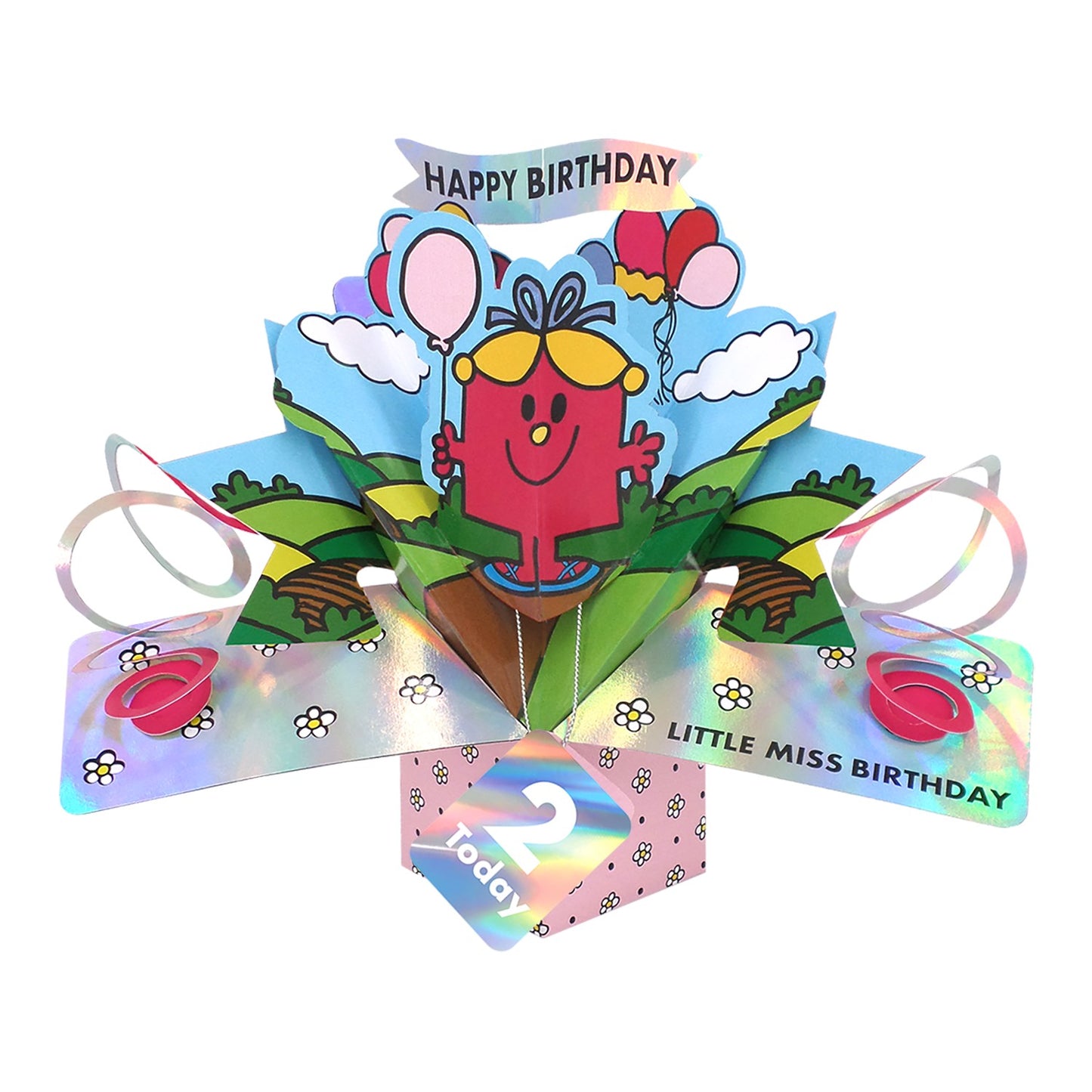 Mr. Men Little Miss Birthday 2 Today 3D Pop Up Card Licensed 2nd Birthday Card