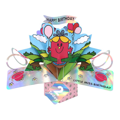 Mr. Men Little Miss Birthday 2 Today 3D Pop Up Card Licensed 2nd Birthday Card