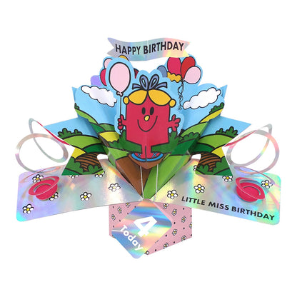 Mr. Men Little Miss Birthday 4 Today 3D Pop Up Card Licensed 4th Birthday Card