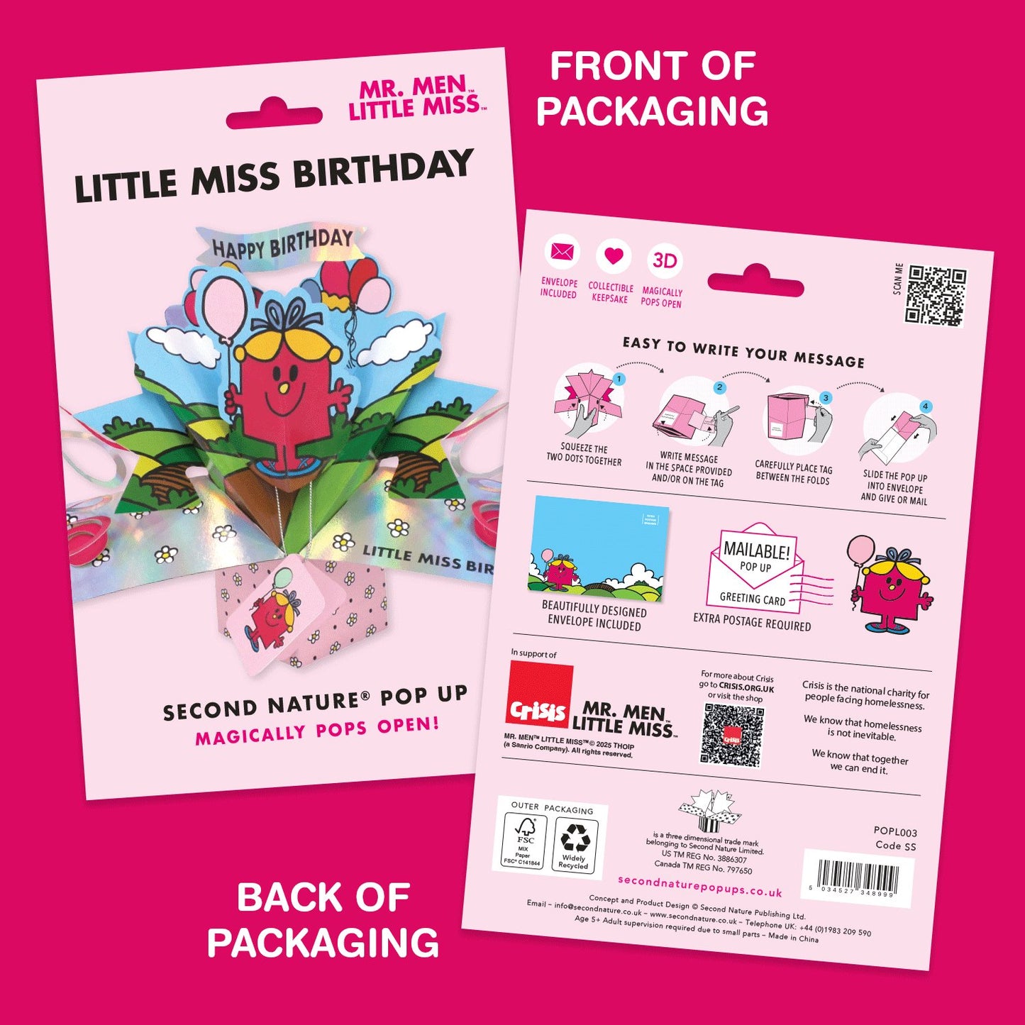 Mr. Men Little Miss Birthday 4 Today 3D Pop Up Card Licensed 4th Birthday Card