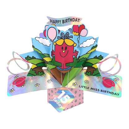 Mr. Men Little Miss Birthday 15 Today 3D Pop Up Card Licensed 15th Birthday Card