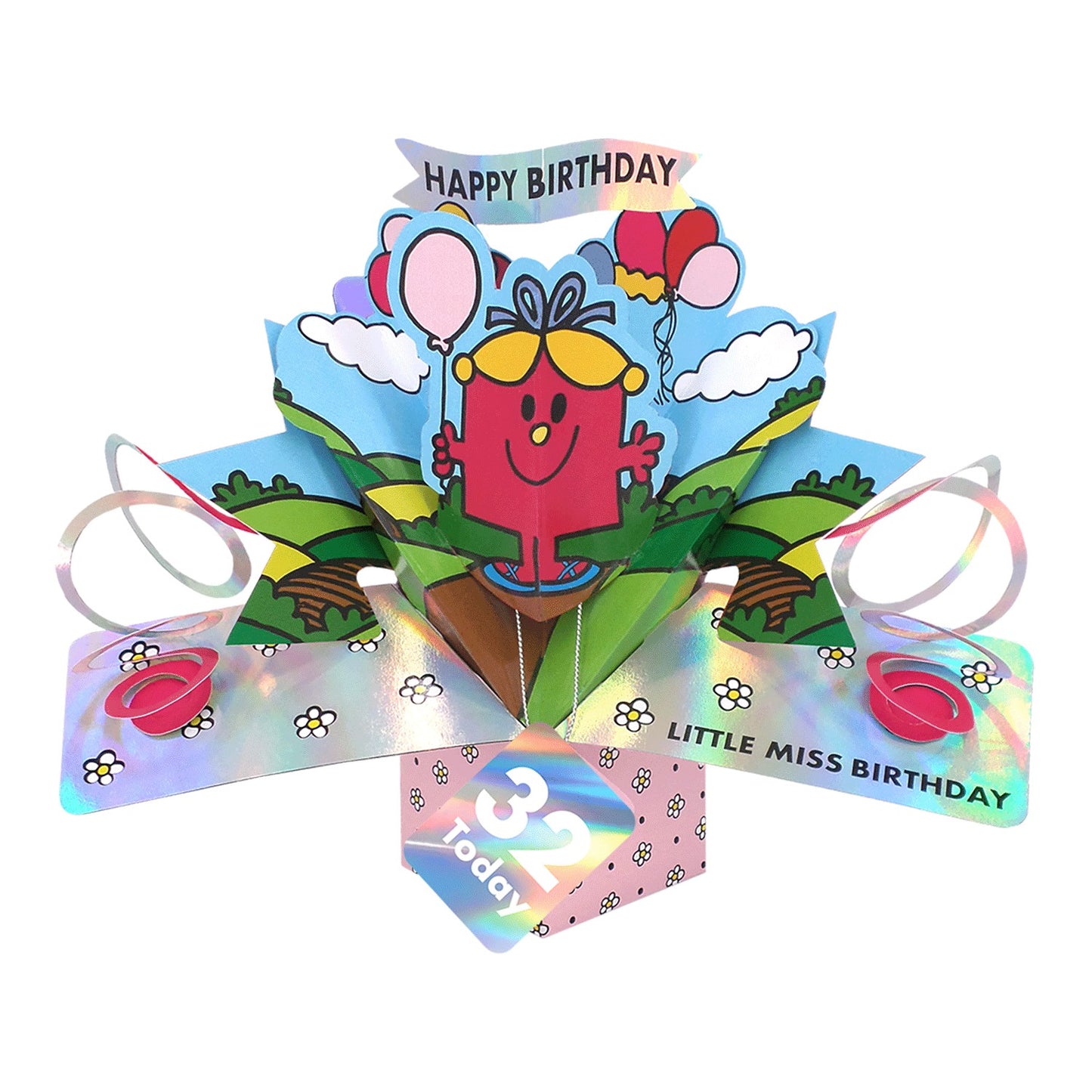 Mr. Men Little Miss Birthday 32 Today 3D Pop Up Card Licensed 32nd Birthday Card