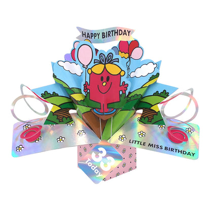 Mr. Men Little Miss Birthday 33 Today 3D Pop Up Card Licensed 33rd Birthday Card