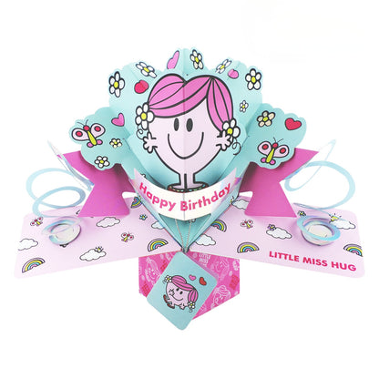 Personalised Mr. Men Little Miss Hug 3D Pop Up Birthday Card Licensed Character Card For Her