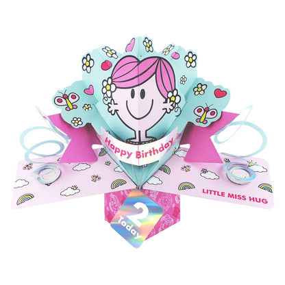 Personalised Mr. Men Little Miss Hug 3D Pop Up Birthday Card Licensed Character Card For Her