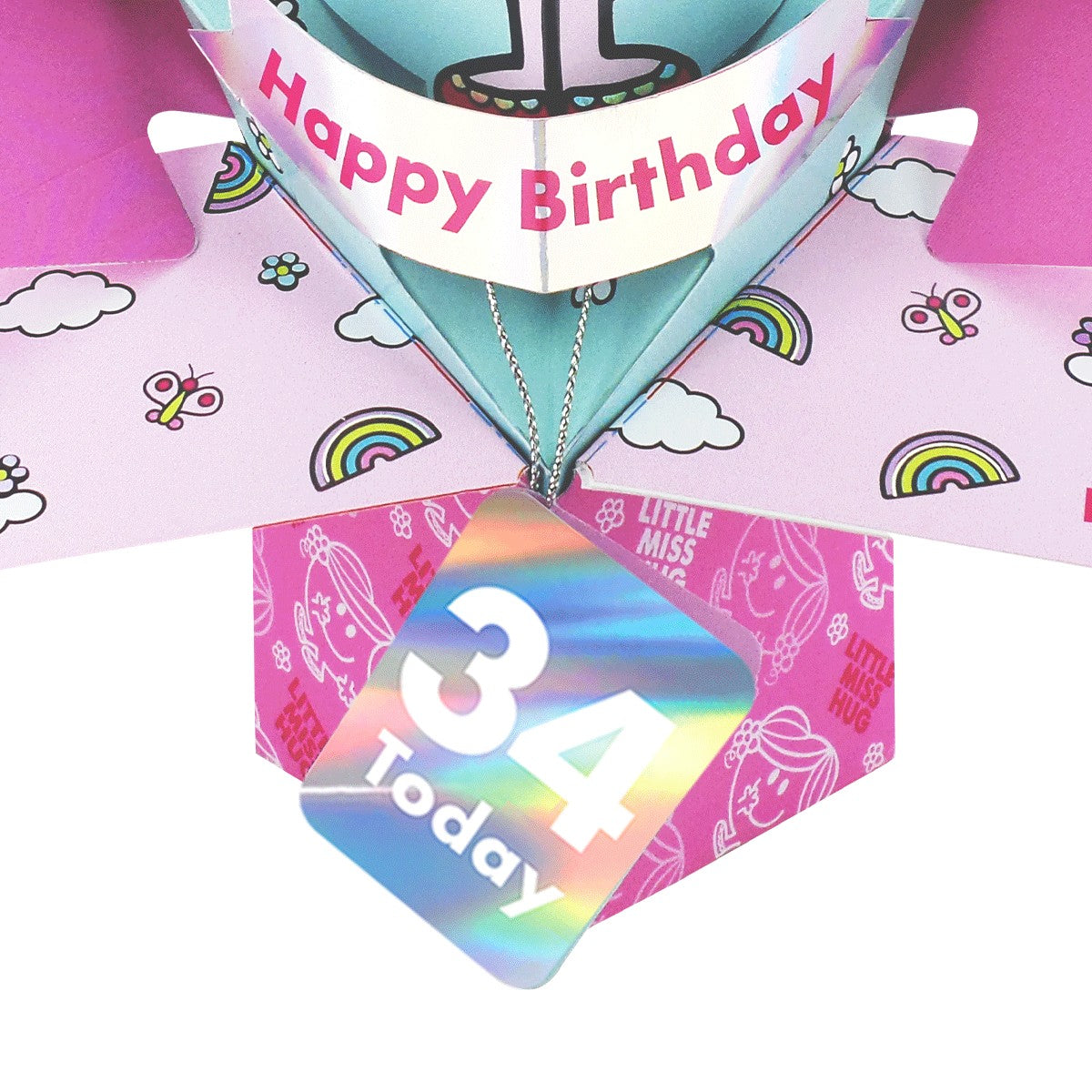 Mr. Men Little Miss Hug 34 Today 3D Pop Up 34th Birthday Card Keepsake For Her