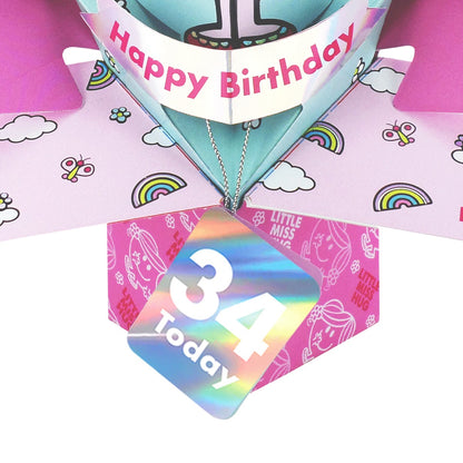 Mr. Men Little Miss Hug 34 Today 3D Pop Up 34th Birthday Card Keepsake For Her