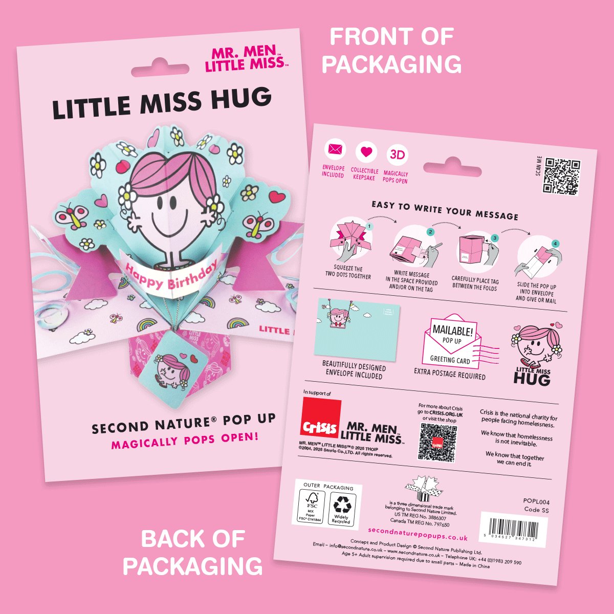 Mr. Men Little Miss Hug 34 Today 3D Pop Up 34th Birthday Card Keepsake For Her