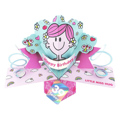 Personalised Mr. Men Little Miss Hug 3D Pop Up Birthday Card Licensed Character Card For Her