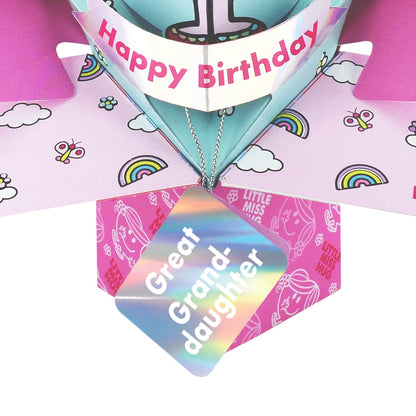 Mr. Men Little Miss Hug Great-Granddaughter 3D Pop Up Birthday Card Keepsake