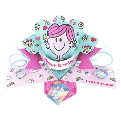 Mr. Men Little Miss Hug Niece 3D Pop Up Birthday Card Licensed Keepsake Card