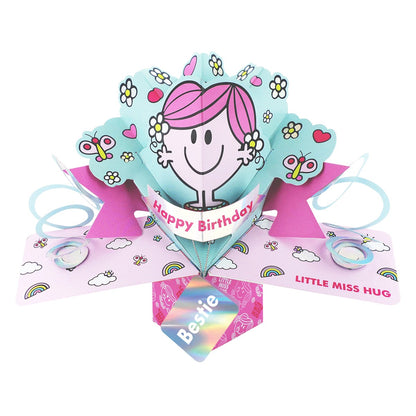 Mr. Men Little Miss Hug Bestie 3D Pop Up Birthday Card Licensed Keepsake Card