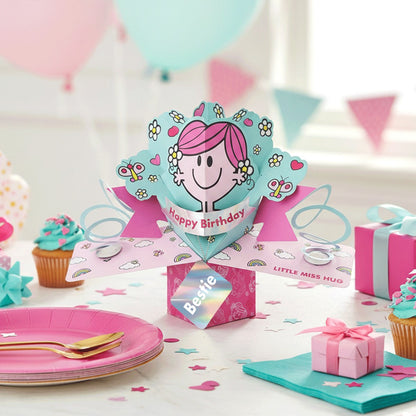Mr. Men Little Miss Hug Bestie 3D Pop Up Birthday Card Licensed Keepsake Card