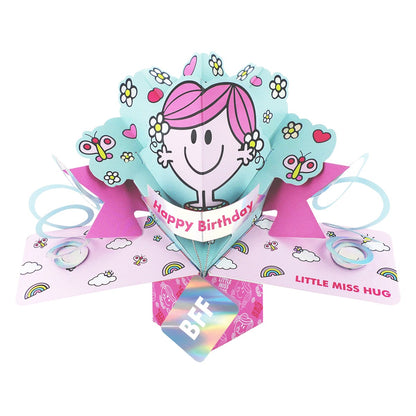 Personalised Mr. Men Little Miss Hug 3D Pop Up Birthday Card Licensed Character Card For Her