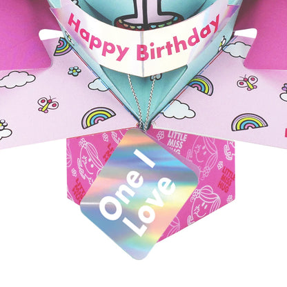 Mr. Men Little Miss Hug One I love  3D Pop Up Birthday Card Keepsake For Her
