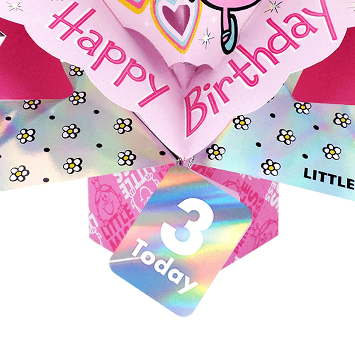 Mr. Men Little Miss Princess 3 Today 3D Pop Up Pink 3rd Birthday Card For Her