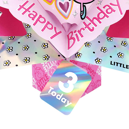 Mr. Men Little Miss Princess 3 Today 3D Pop Up Pink 3rd Birthday Card For Her