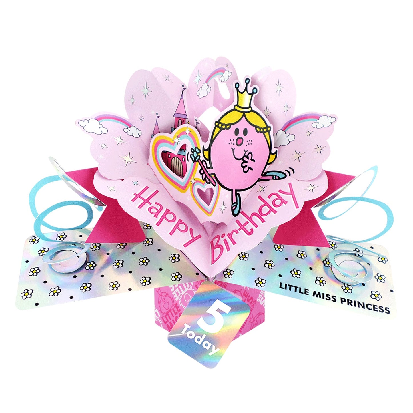 Personalised Mr. Men Little Miss Princess 3D Pop Up Birthday Card Licensed Card For Her