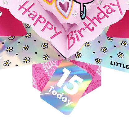 Mr. Men Little Miss Princess 15 Today 3D Pop Up Pink 15th Birthday Card For Her