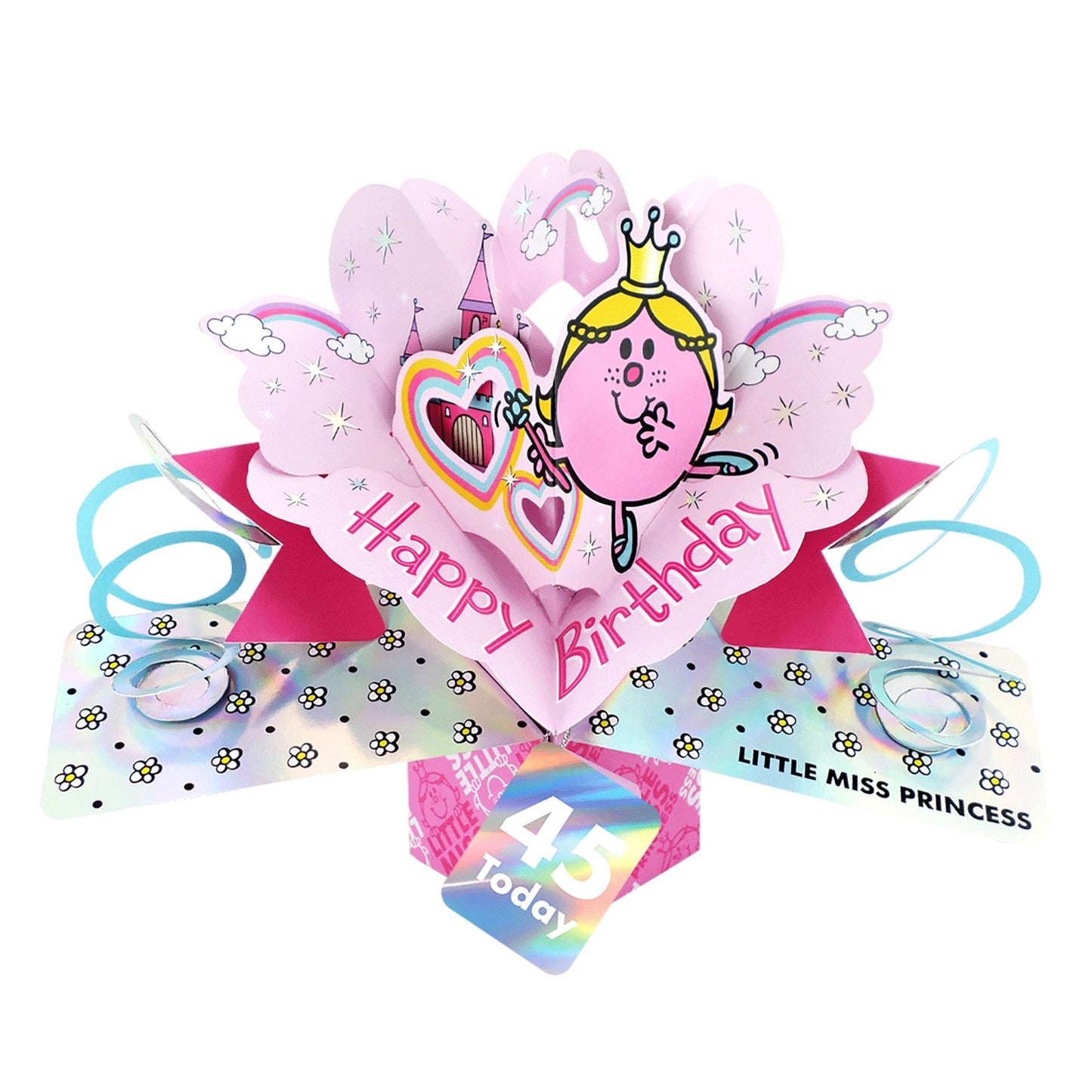 Mr. Men Little Miss Princess 45 Today 3D Pop Up Pink 45th Birthday Card For Her
