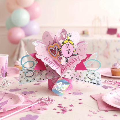 Mr. Men Little Miss Princess 45 Today 3D Pop Up Pink 45th Birthday Card For Her