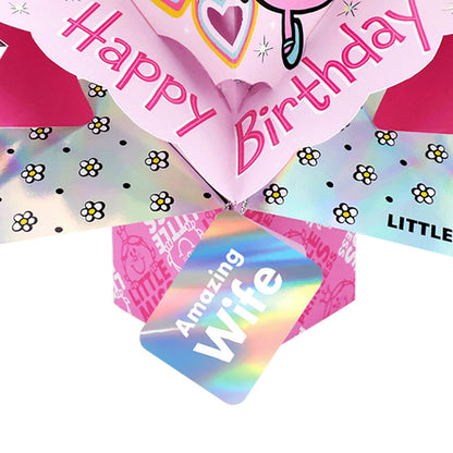 Mr. Men Little Miss Princess Amazing Wife 3D Pop Up Pink Birthday Card For Her