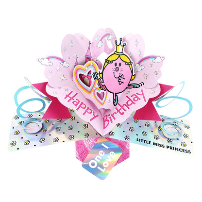 Mr. Men Little Miss Princess To The One I love  3D Pop Up Birthday Card For Her