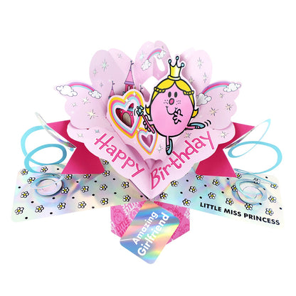 Personalised Mr. Men Little Miss Princess 3D Pop Up Birthday Card Licensed Card For Her