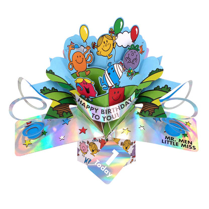 Mr. Men Little Miss Happy Birthday To You 1 Today 3D Pop Up 1st Birthday Card