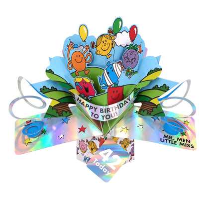 Mr. Men Little Miss Happy Birthday To You 42 Today 3D Pop Up 42nd Birthday Card
