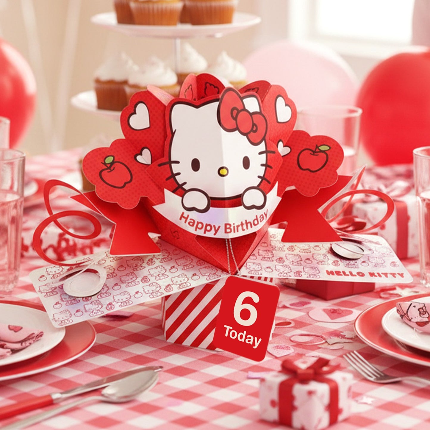Hello Kitty 3D Pop Up 6th Birthday Card Cute 6 Today Keepsake Card For Her