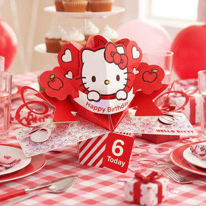 Hello Kitty 3D Pop Up 6th Birthday Card Cute 6 Today Keepsake Card For Her