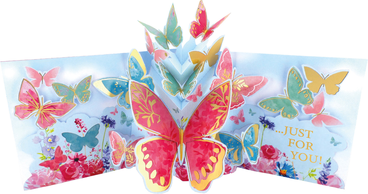 Beautiful Birthday Wishes Colorful Butterfly Bliss! 3D Pop Up Birthday Card