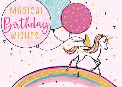 Magical Birthday Wishes Magical Unicorn Rainbow Ride! 3D Pop Up Birthday Card