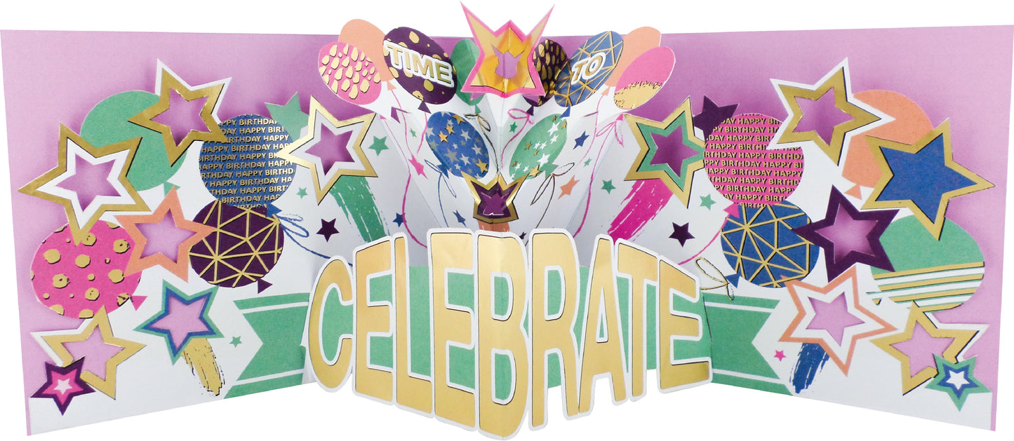Party Till You Pop Party Time Fun! 3D Pop Up Birthday Greeting Card