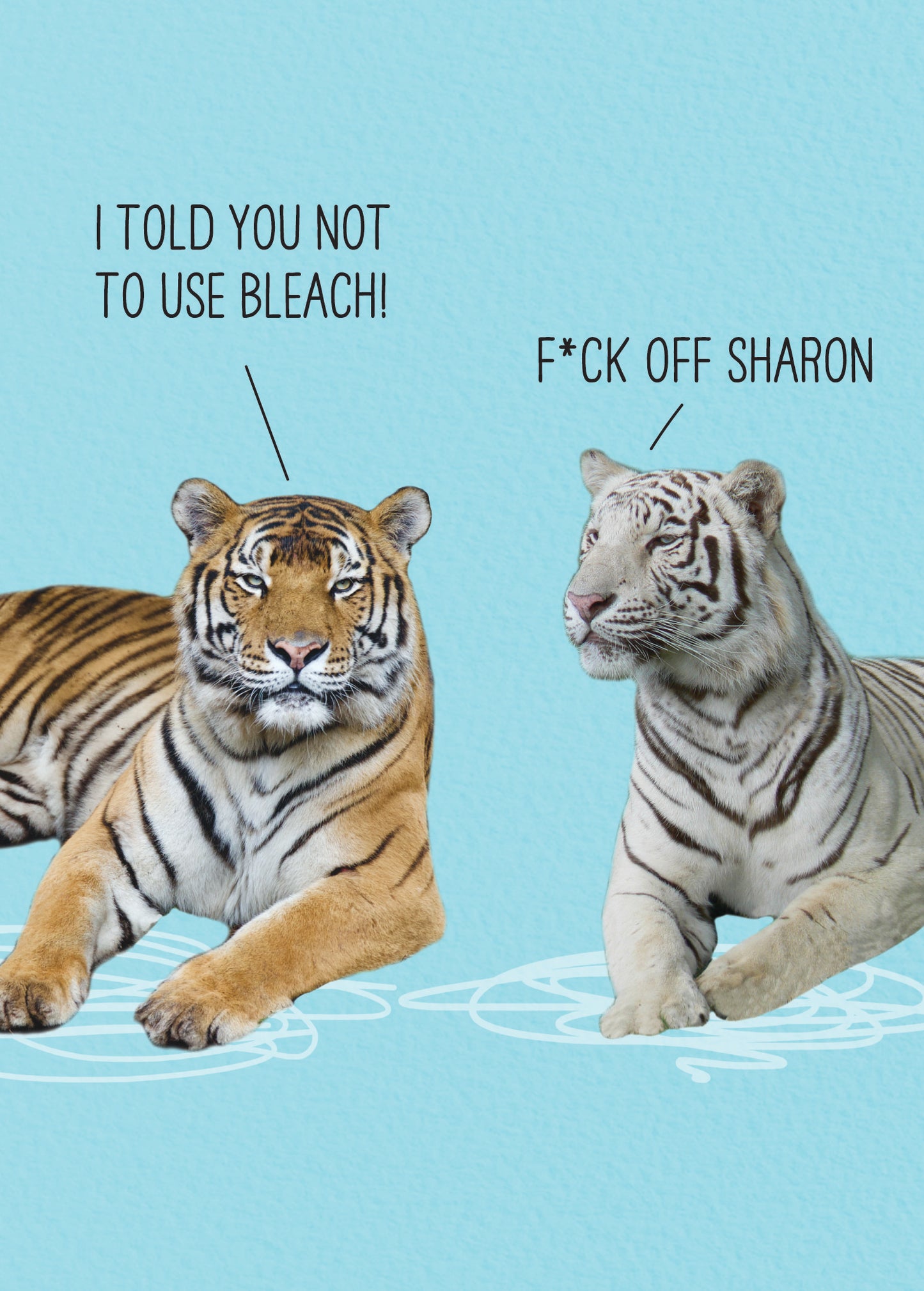 Scribbler Tigers Told You Not To Use Bleach Funny Greeting Card