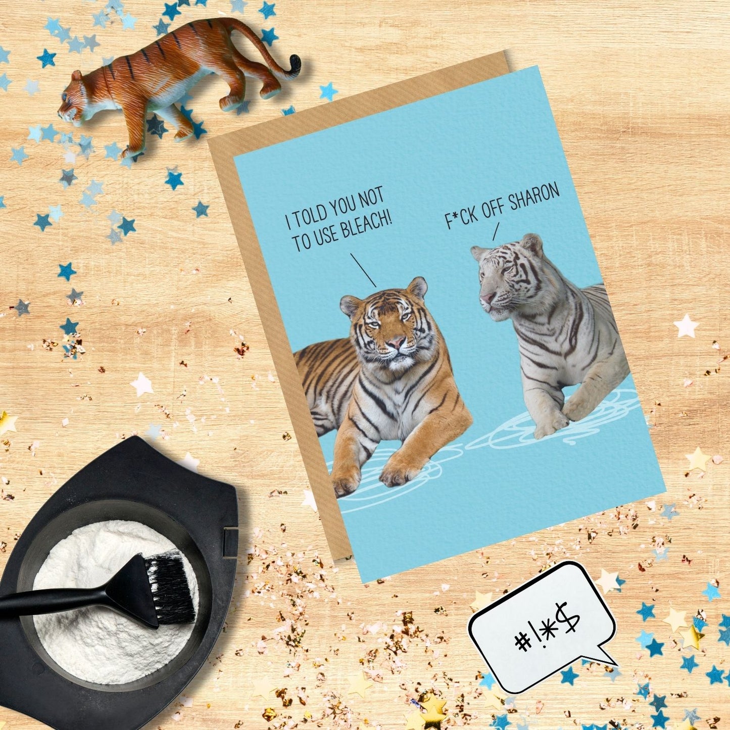 Scribbler Tigers Told You Not To Use Bleach Funny Greeting Card
