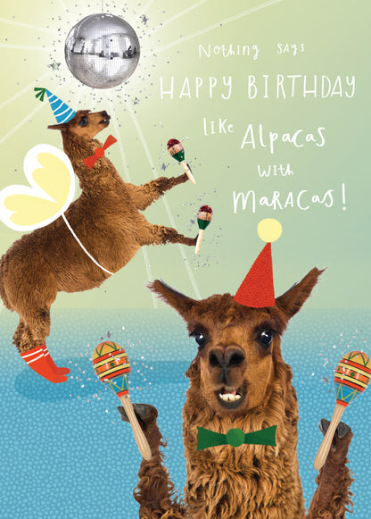 Scribbler Alpacas With Maracas! Alpaca's Jazzy Shakers! Funny Birthday Card