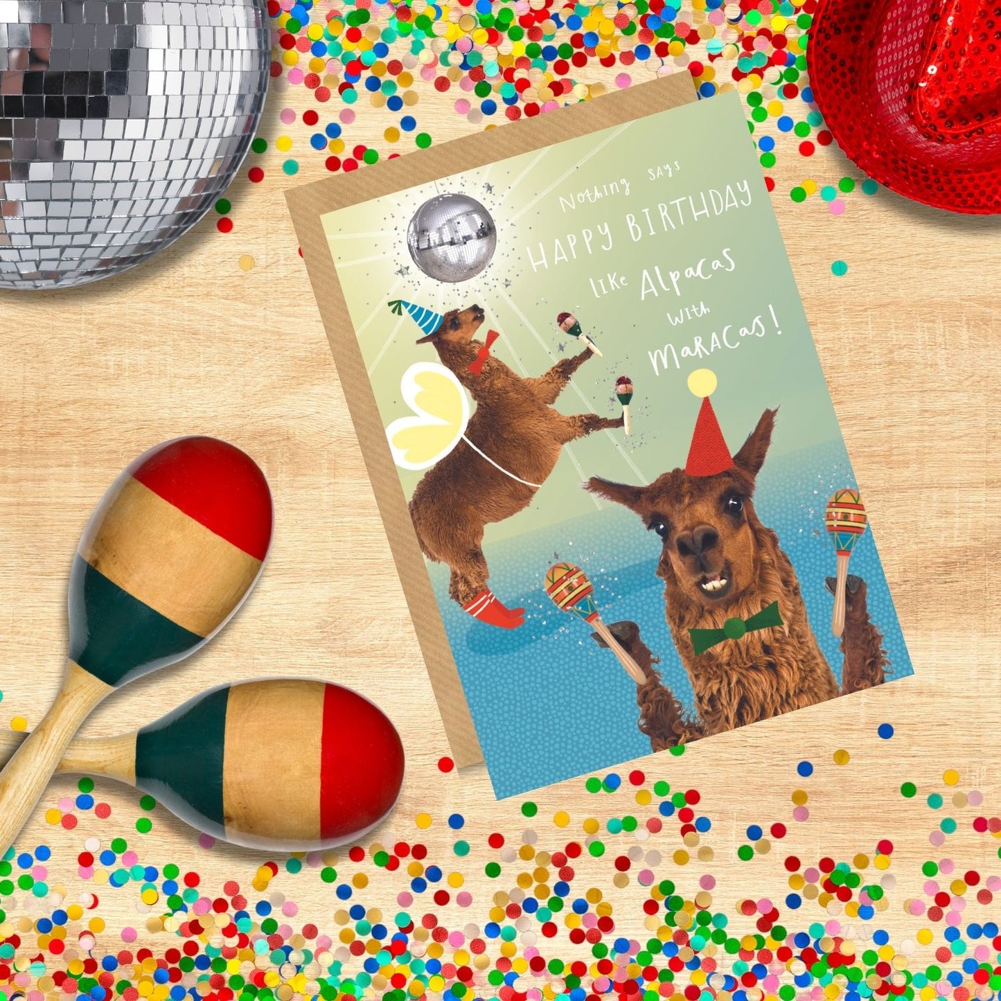 Scribbler Alpacas With Maracas! Alpaca's Jazzy Shakers! Funny Birthday Card