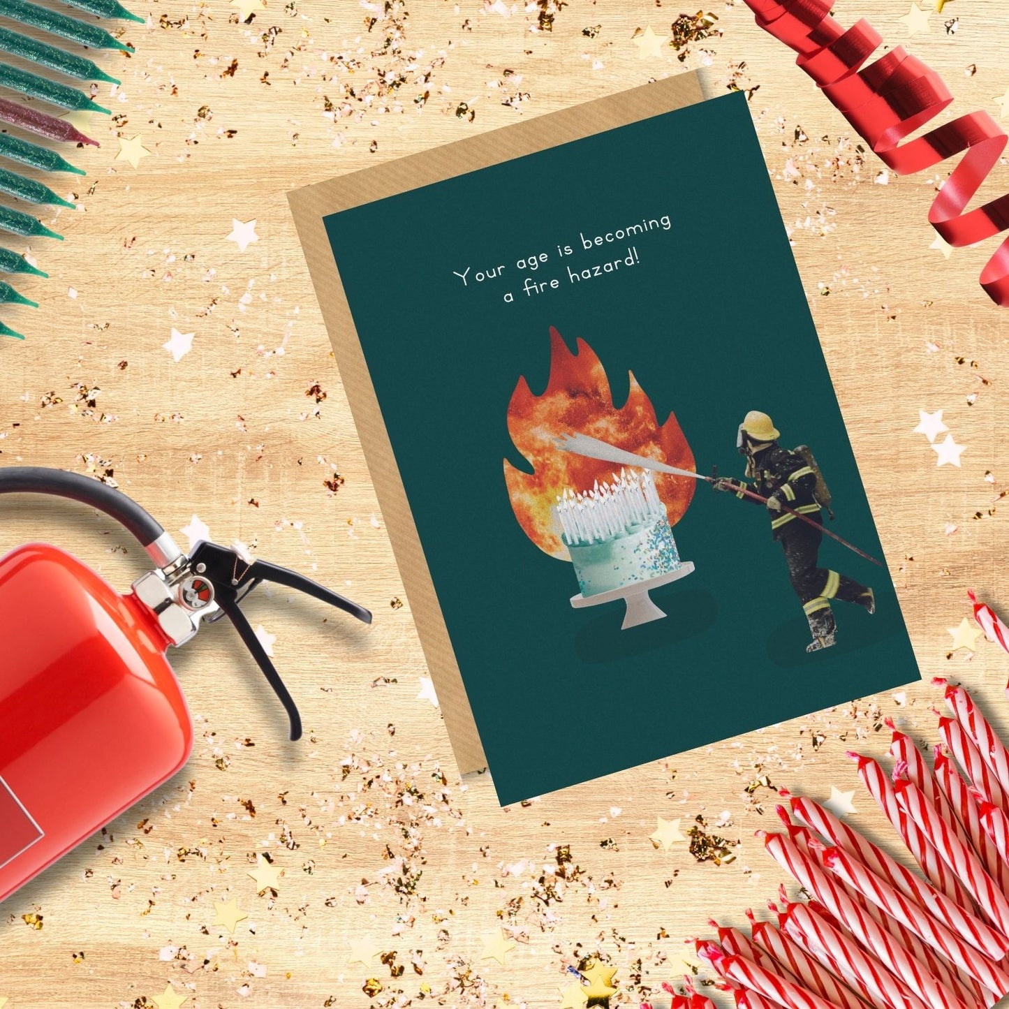 Scribbler Age Becoming A Fire Hazard Fire Cake Fun! Funny Birthday Card