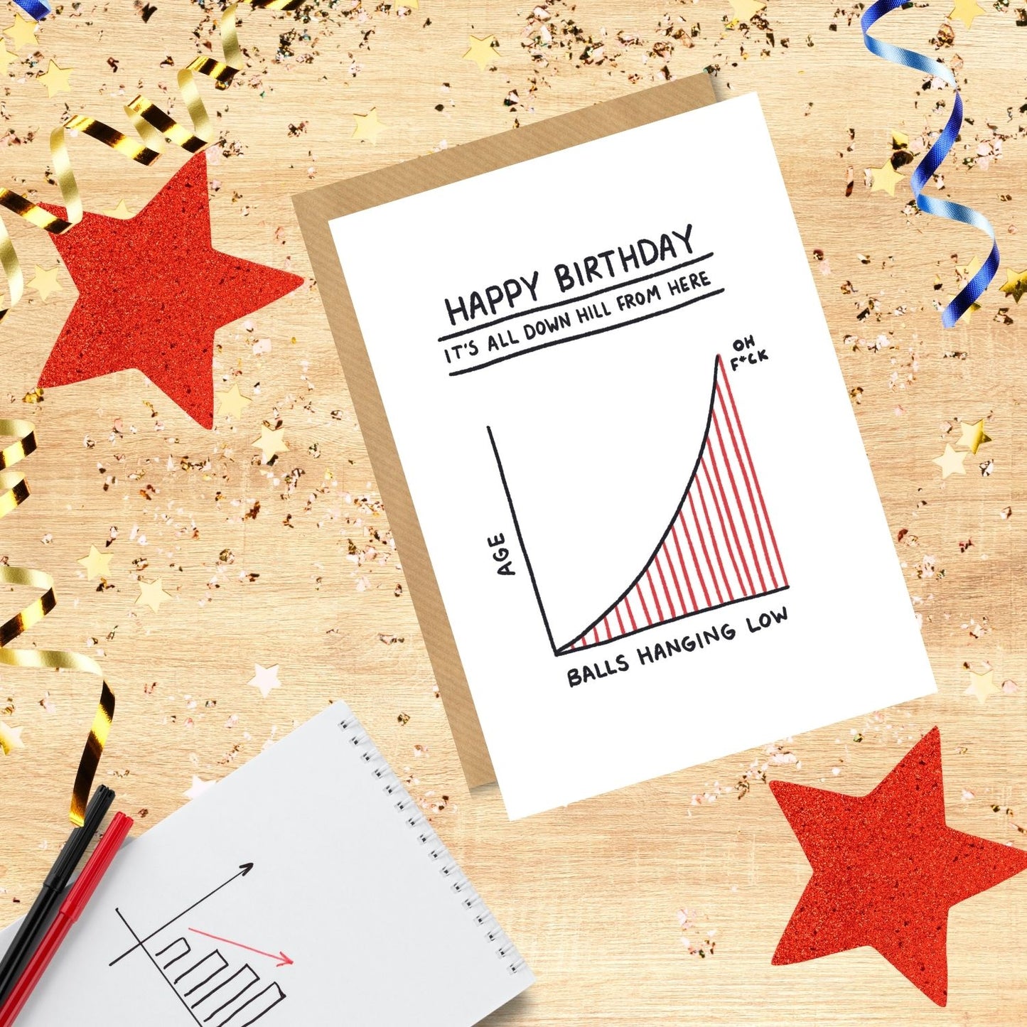 Scribbler Balls All Down Hill From Here Playful Playthings! Funny Birthday Card