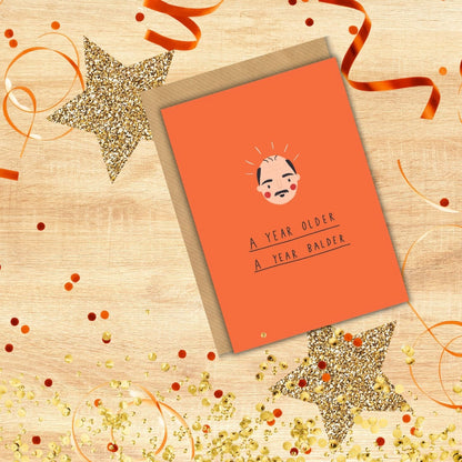 Scribbler A Year Older A Year Balder Funny Birthday Card