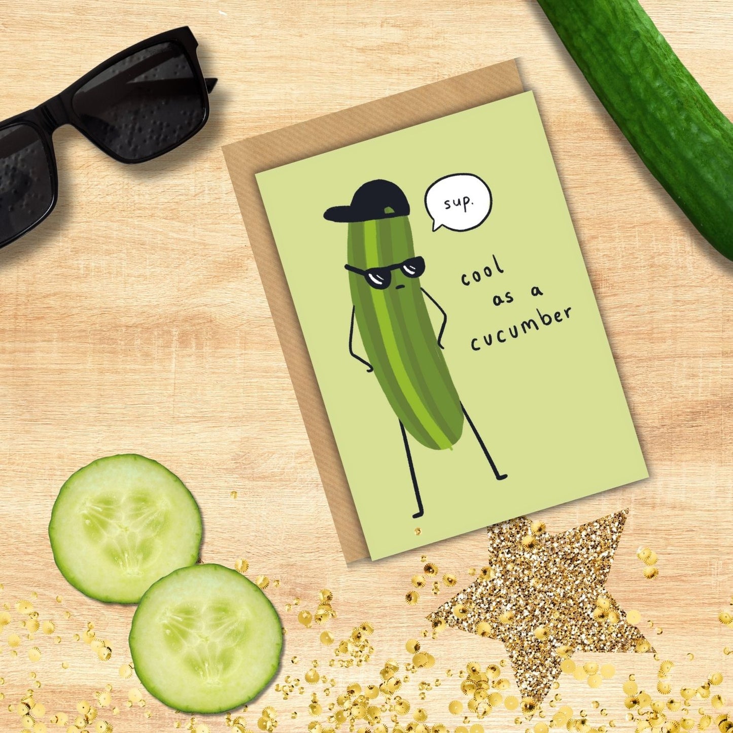 Scribbler "Sup" Cool As A Cucumber Funny Greeting Card