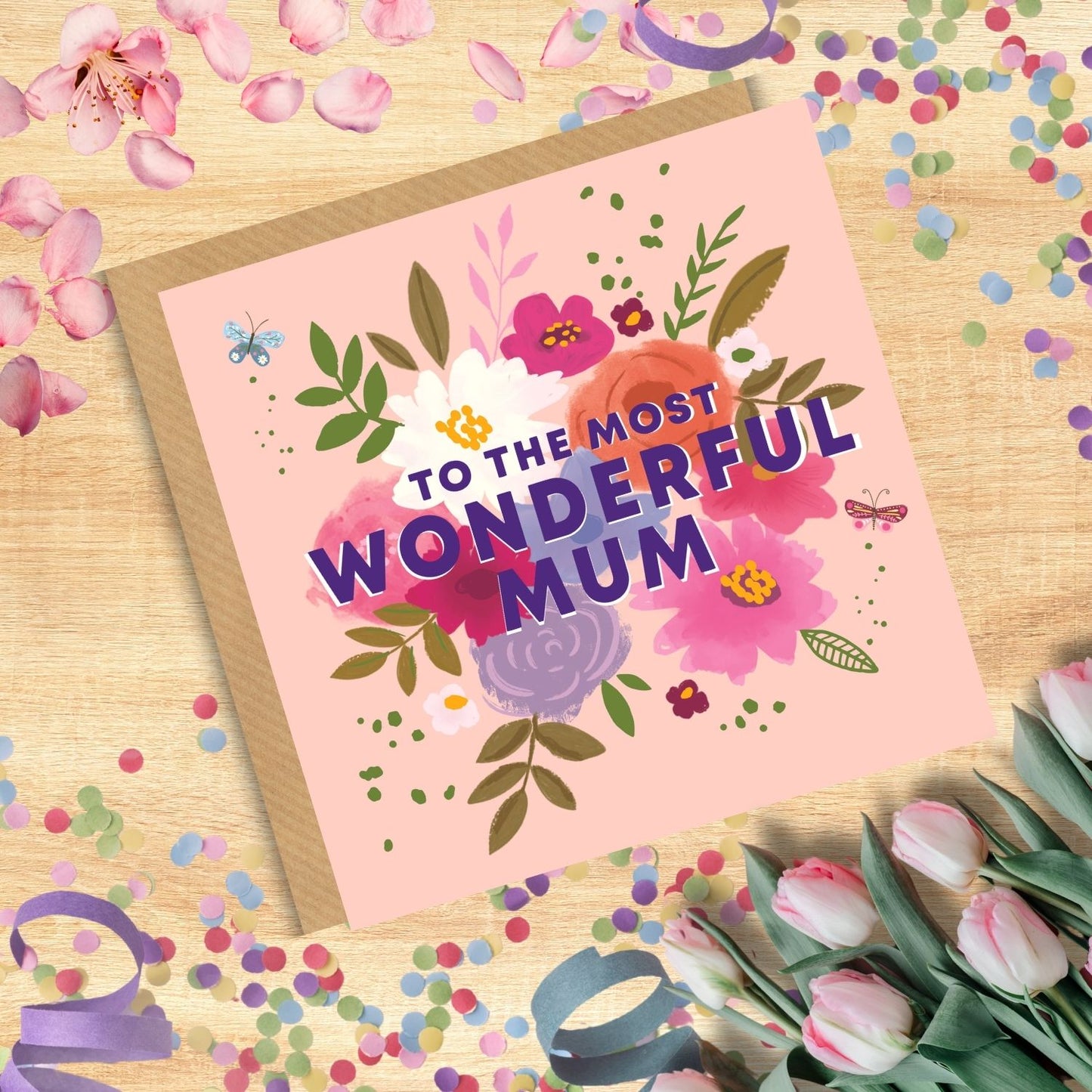 Scribbler To The Most Wonderful Mum Traditional Floral Birthday Greeting Card
