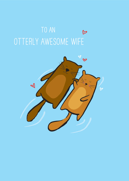 Scribbler To An Otterly Awesome Wife Adorable Otter Couple Greeting Card